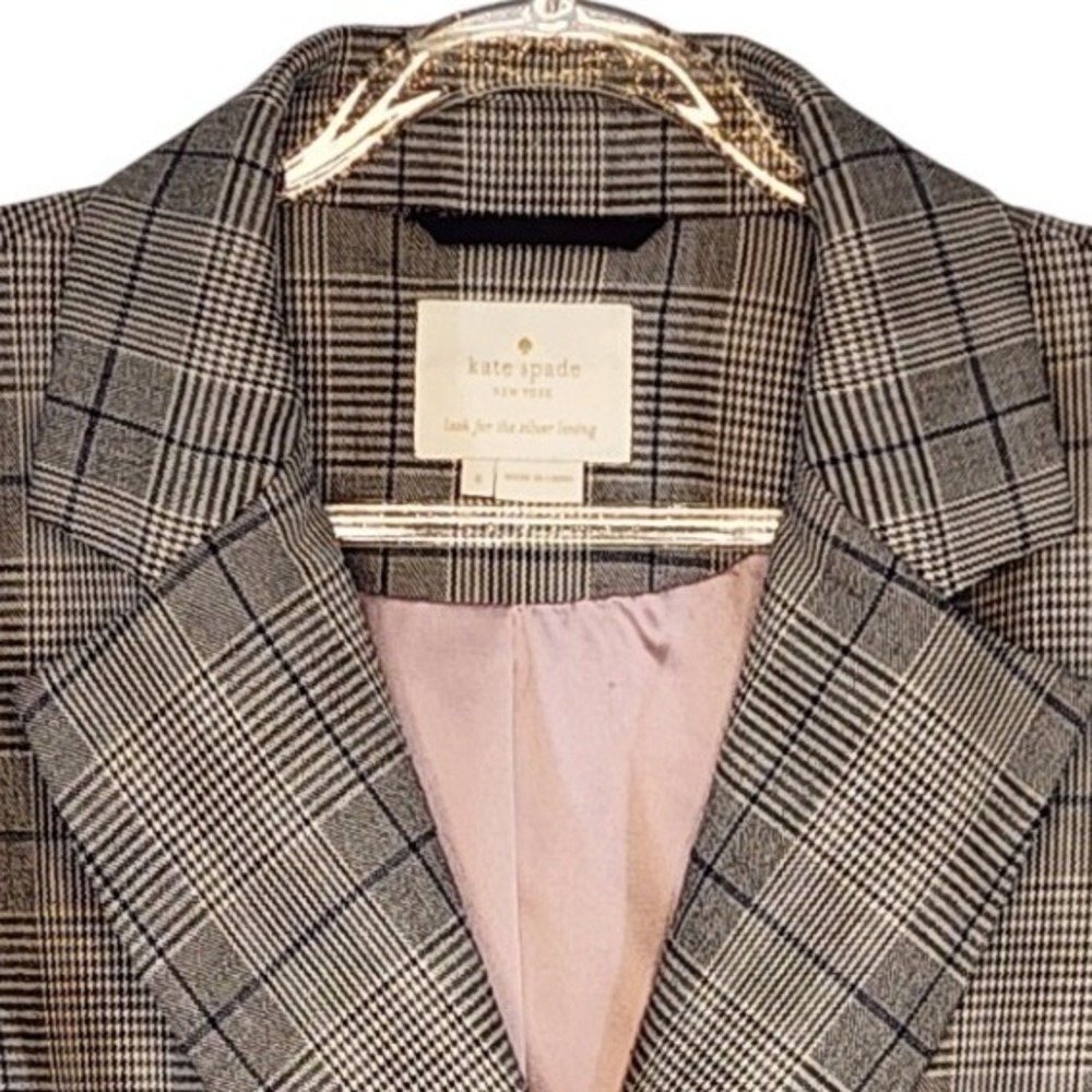 Kate Spade NY Plaid Blazer‎ 6 Double Breasted Lined Relaxed Boyfriend Literary - Picture 3 of 5